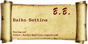Balko Bettina névjegykártya